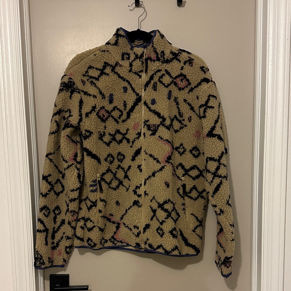 BDG Tan and Black Patterned Fleece Jacket NWT